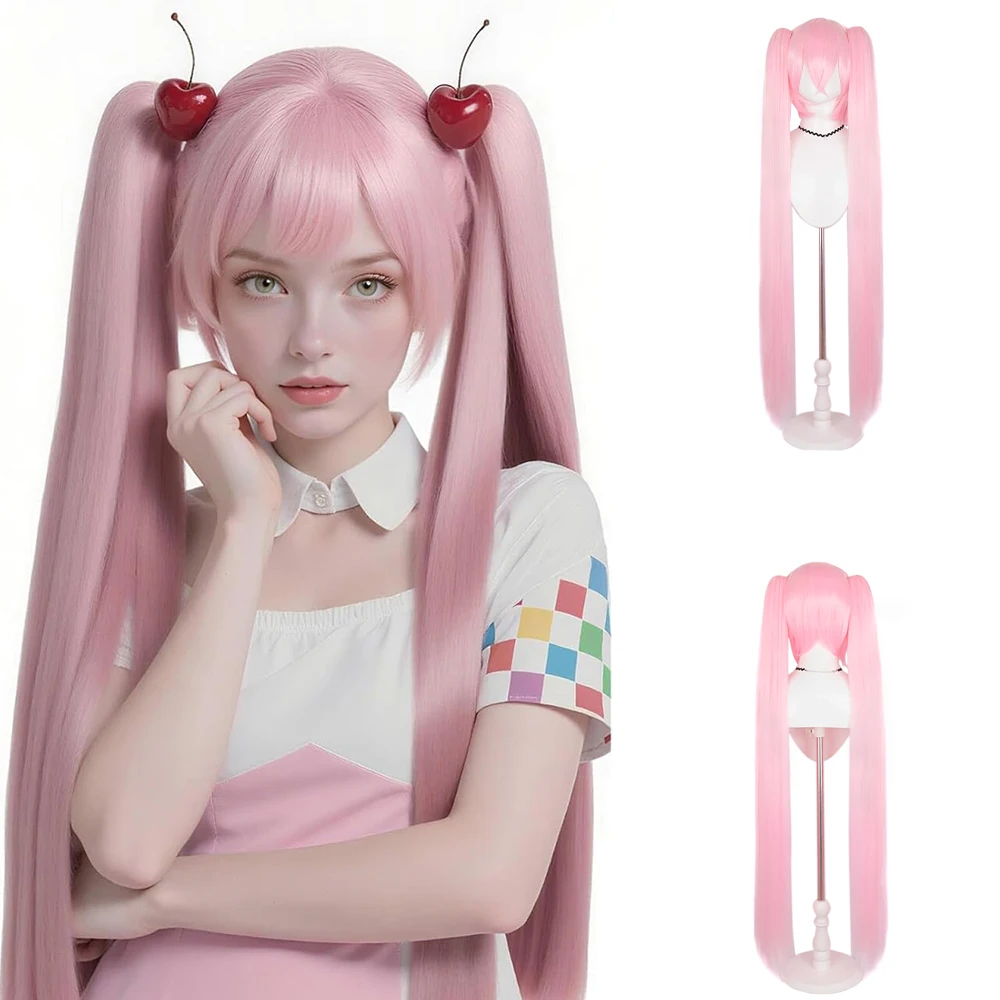 Anime Miku Cosplay Synthetic Hair 46-Inch Detachable Double Ponytail Halloween Carnival Daily Party High-Quality Wig Natural