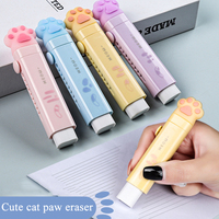 Cute Cat Paw Eraser Set School Suplies Gomas De Borrar Push Soft Rubber Cartoon Borracha Gomme Refills Kawaii Stationery Erasers