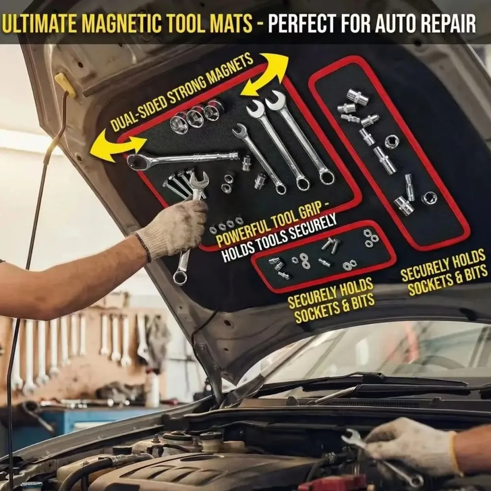 Magnetic Tools Pad Flexible Tool Holder and Mat Mechanic Trays Portable and Storage for Screws and Wrenches Auxiliary Equipment