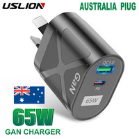 USLION 65W Gan Charger for Australia New Zealand Plug PD 33W USB-C TypeC Fast Charger For iPhone 14 Xiaomi Samsung S22 Macbook