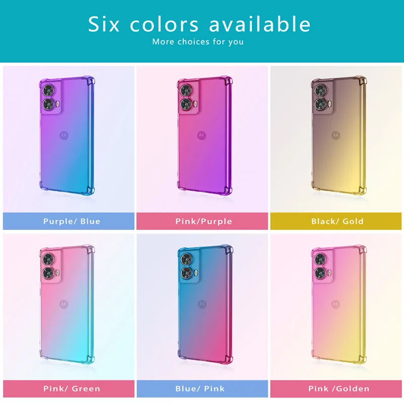 Gradient Silicone TPU Case For Motorola G75 G35 G55 G85 E14 G04S G24 Power G84 G34 G54 G14 5G Protective Cover Coque Fundas