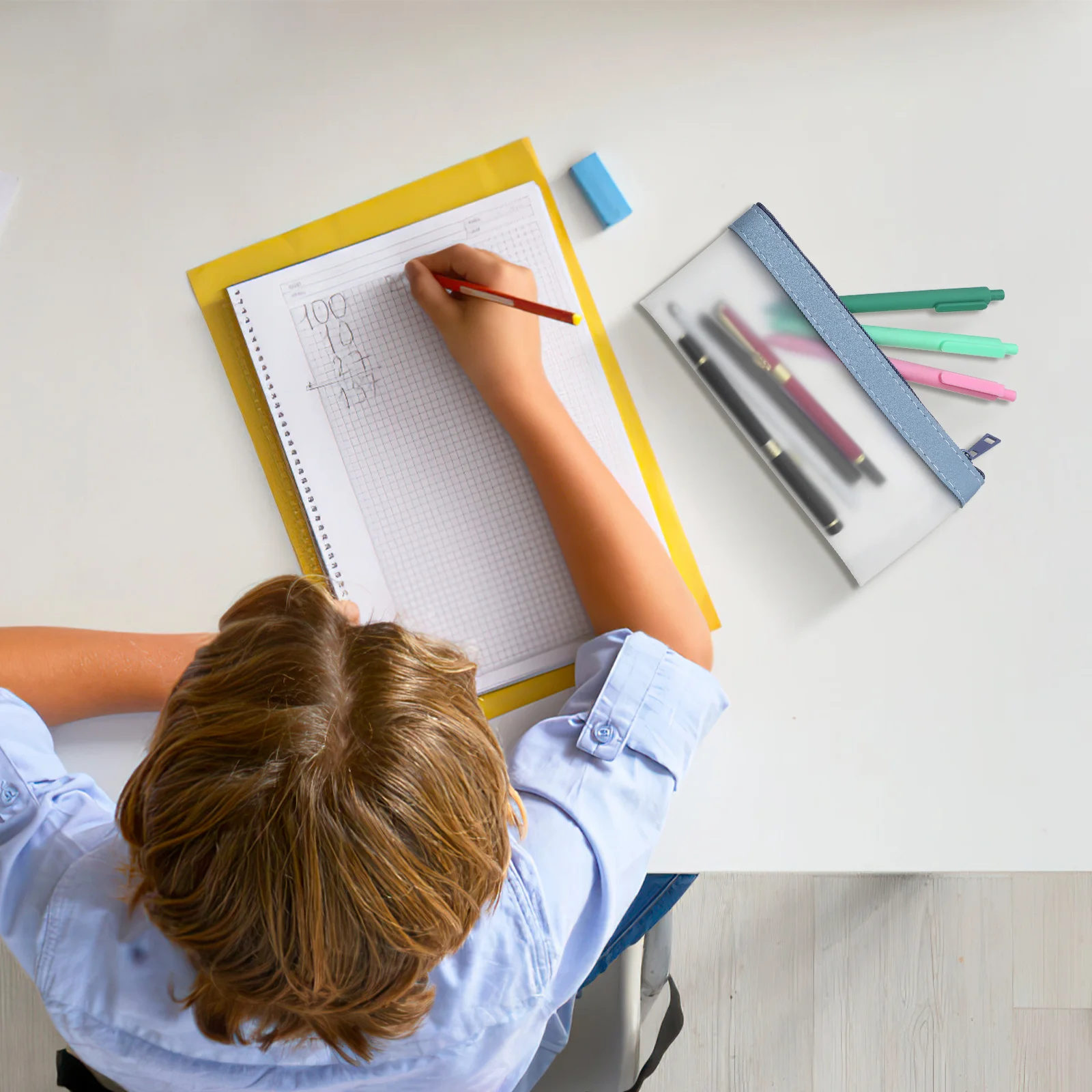 

4Pcs Semi Clear Cash Bags Pencil Cases Stylish Zipper Pouches Stationery Organizer Money Pouches Makeup Bags Pen Holder