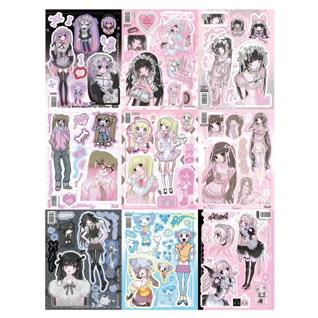 1/9 New Domi Stickers Paper Wraps Characters Spicy Girls Mobile Phones DIY Decorative Materials Instagram Style Handheld Account