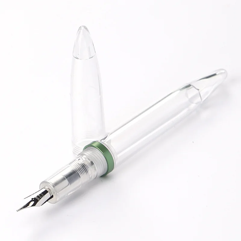 

High Quality 0.38Mm 0.5Mm Fountain Pen Transparent Resin Large-Capacity Piston Filling Student Writing Ink Pen