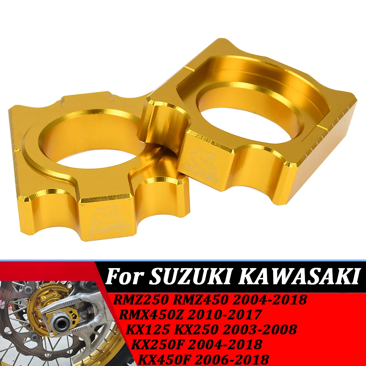 

Motocross CNC Rear Axle Block Chain Adjuster For Suzuki RMZ450 RMZ250 RMZ 250 450 RMX450Z RMX 450Z 2004 2005 2006 2007 2008-2018