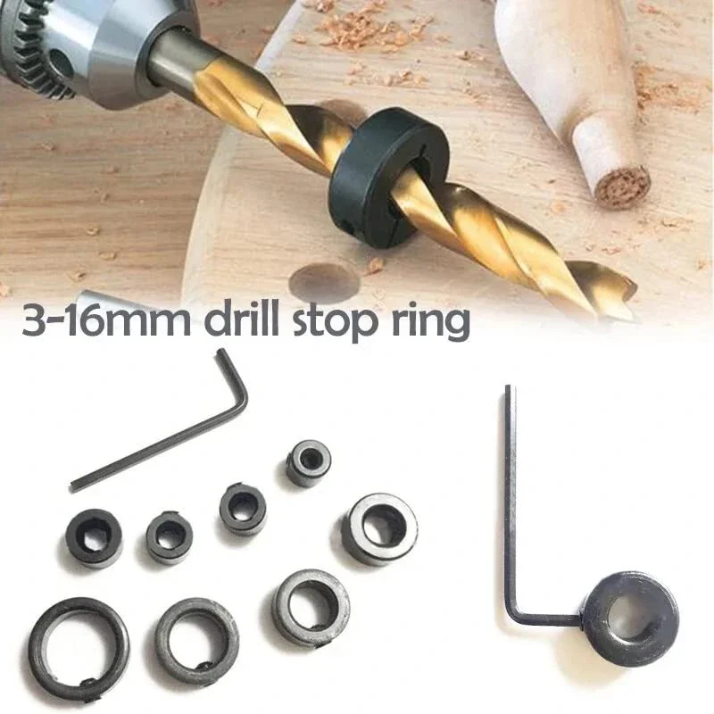 

8/7/3 PCS Woodworking Drill Locator 3-16mm Shaft Depth Stop Collars Ring Wood Drill With Hexagon Wrench Bit Tool