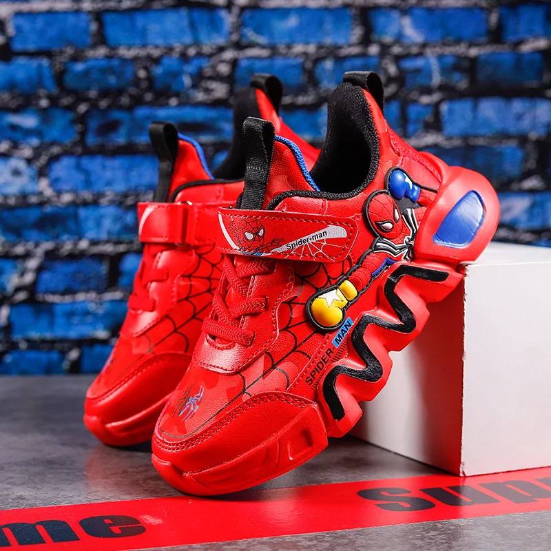 

Disney Spiderman Children's Casual Shoes Red PU Leather Light Comfortable Chaussure Enfant Soft Sports Sneaker Tennis Size 26-37