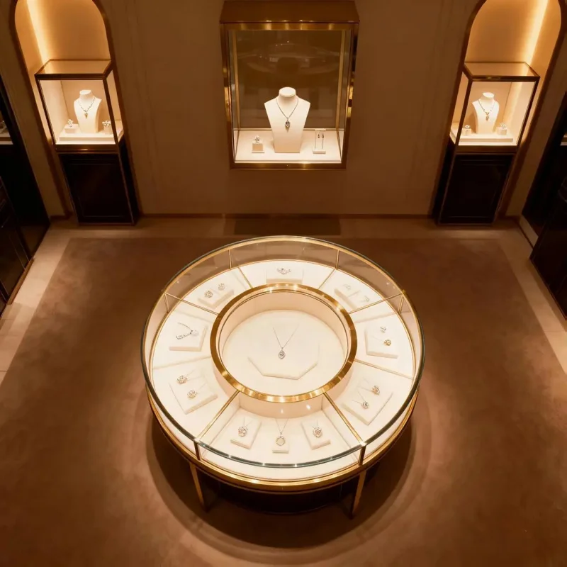 custom.Custom Curved Counter Display Props Sector Jewelry Island Cabinet Display Tray Display Cabinet Whole Shop Design