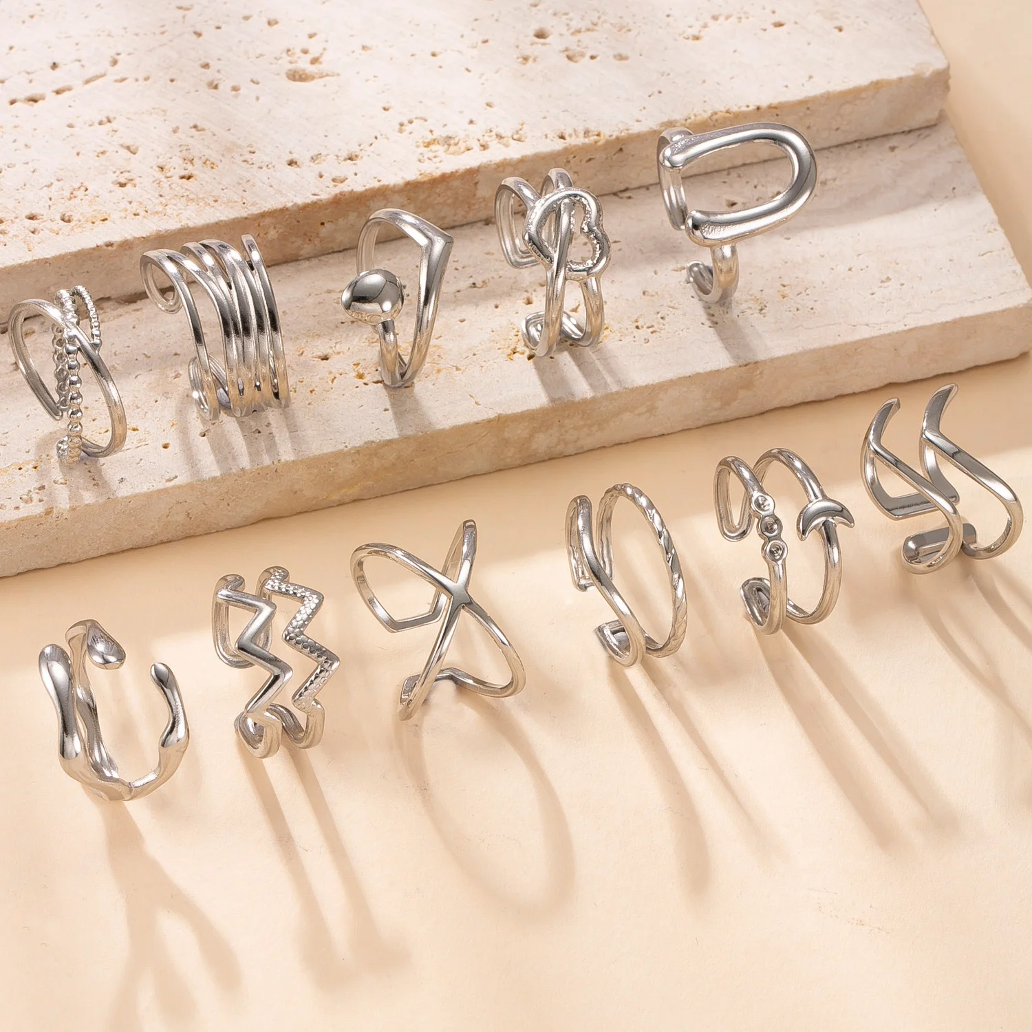 

Кольца из нержавеющей стали для женщин, водонепроницаемое открытое кольцо серебристого цвета 18 К, свадебное кольцо для пары, очаровательные ювелирные изделия, подарки, anillos