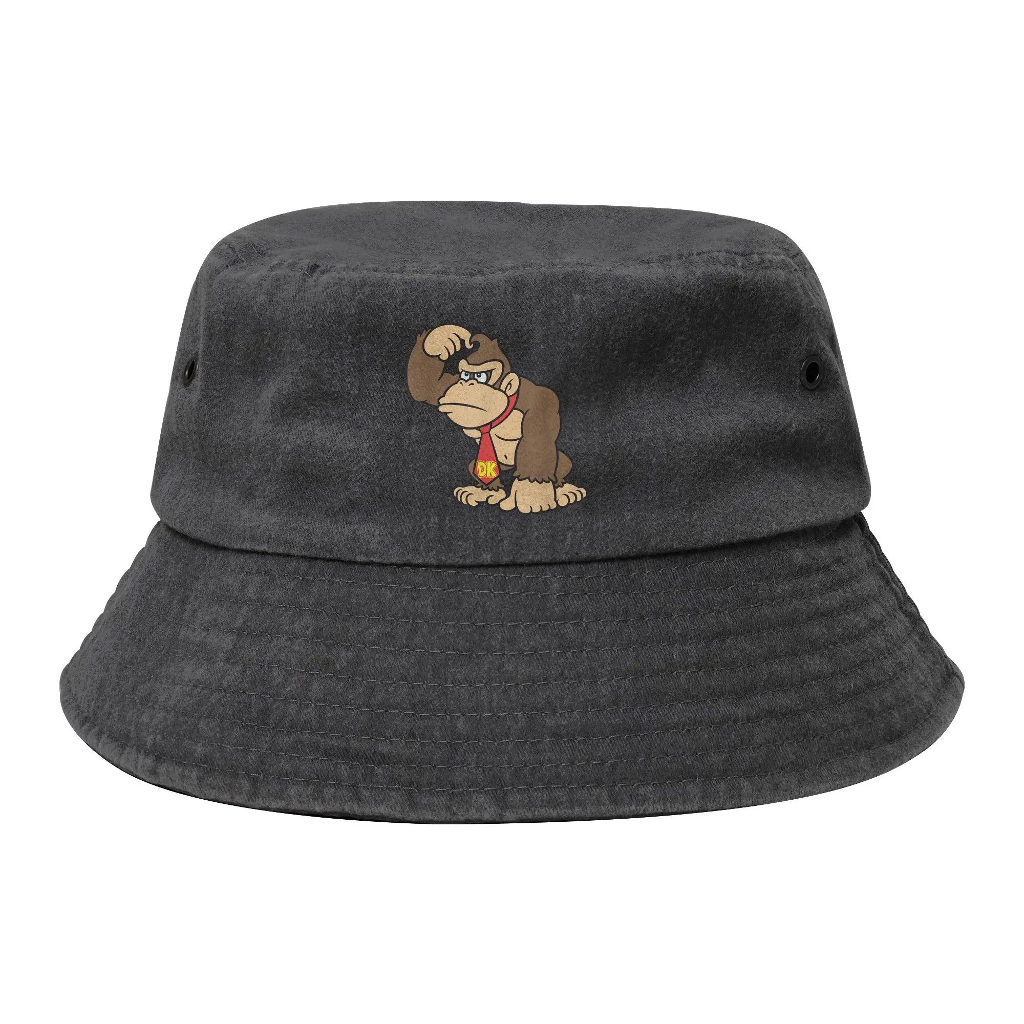 Donkey Kong Game Bucket Hat for Unisex Vocation  Distressed Denim Sun Hat UV Protection for Camping Fishing Cap