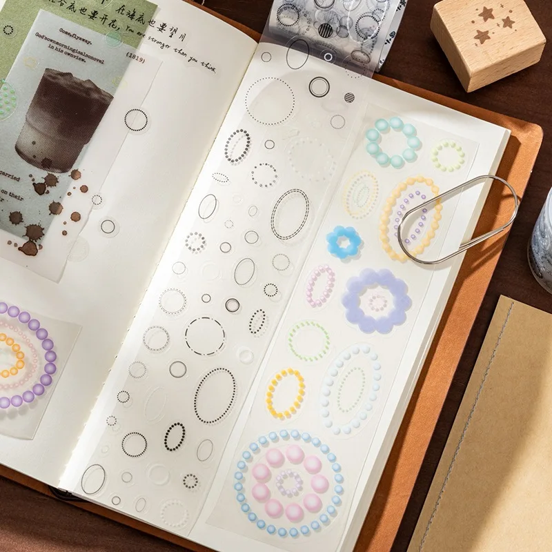 1 Roll Creative Circle Pattern Pet Sticker Colored Dots Versatile Material Hand Account Diy Decorative Stickers