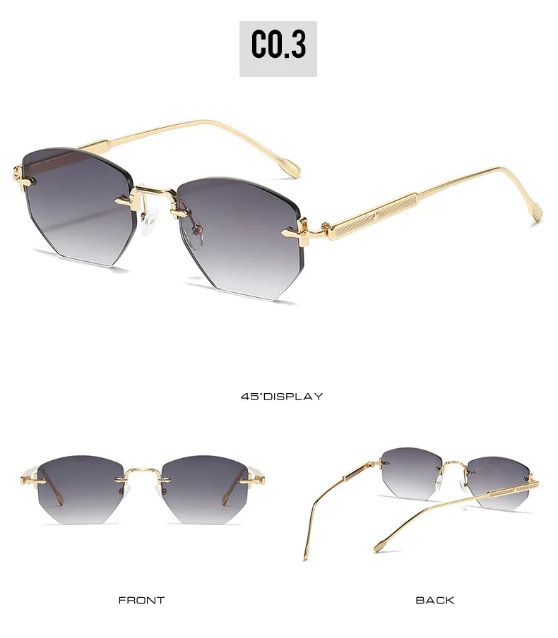 2025 neue Randlose Sonnenbrille Frauen Marke Mode Luxus Uv400 Damen Polygon Sonnenschutz Reise Brillen – Detail 8