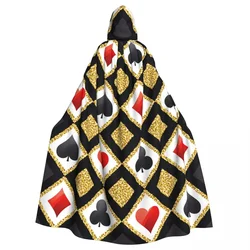 Golden Alice In Wonderland Poker Red Black Adult Cloak Cape Hooded Medieval Costume Witch Wicca Elf Purim Carnival Party