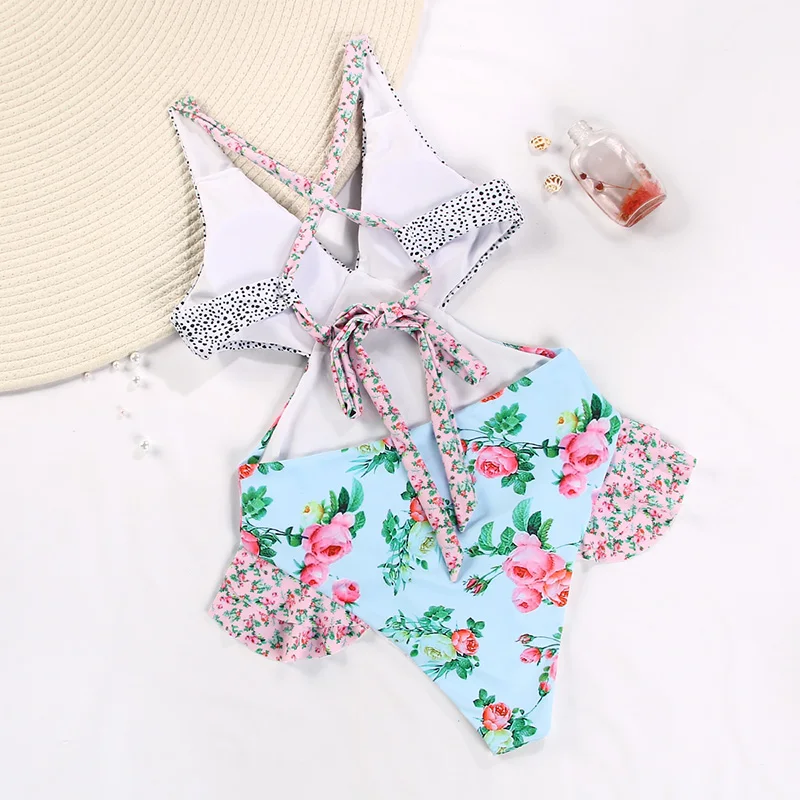 Miyouj Print Swimsuit High Cut Swimsuits 2024 Swimwear New One Piece Suits Sexy Bathing Suit Hollow Out Bodysuit Deep V Bathwear