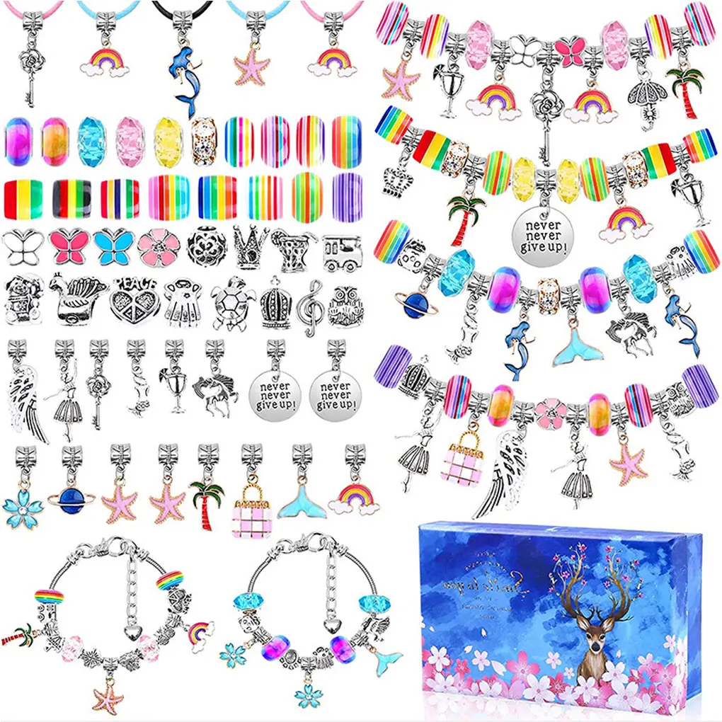 Pack of 112 Bracelet DIY Kit Jewelry Making Beads Alloy Chains Birthday