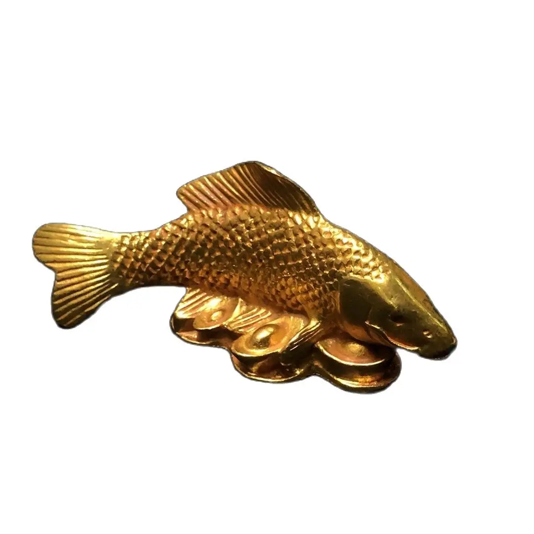 Fish Sculpture Animal Ingot Art Sculpture Living Room Office Feng Shui Lucky Home Decoration Handmade Brass Crafts Holiday Gift