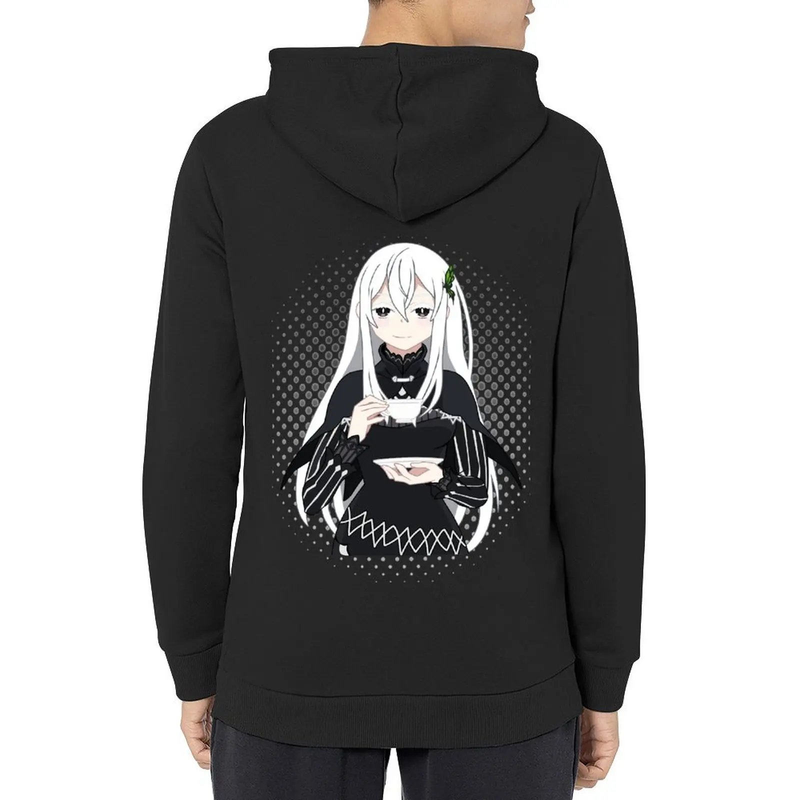 

Re:Zero  Echidna the Witch of Greed Anime Manga Otaku Gift With Black and White Dots Hoodie autumn new products hoodie men