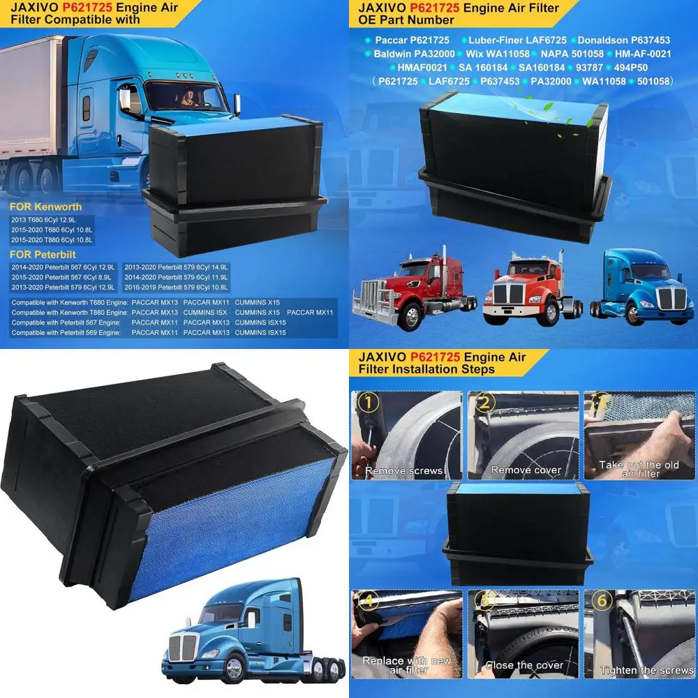 

Air Filter for T680 T880 Models 15-20, Fits Peterbilt 567 579 and Kenworth T680 T880, Replaces LA6725