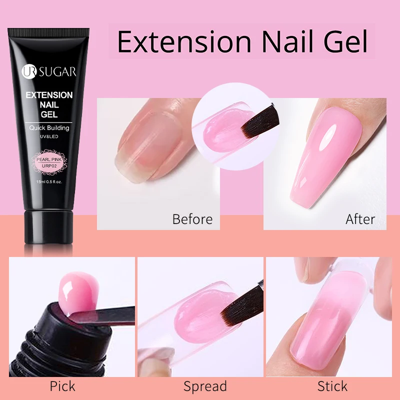 UR SUGAR-Gel de extensión rápida para manicura, barniz semipermanente para manicura semipermanente, color rosa Nude, 15ml