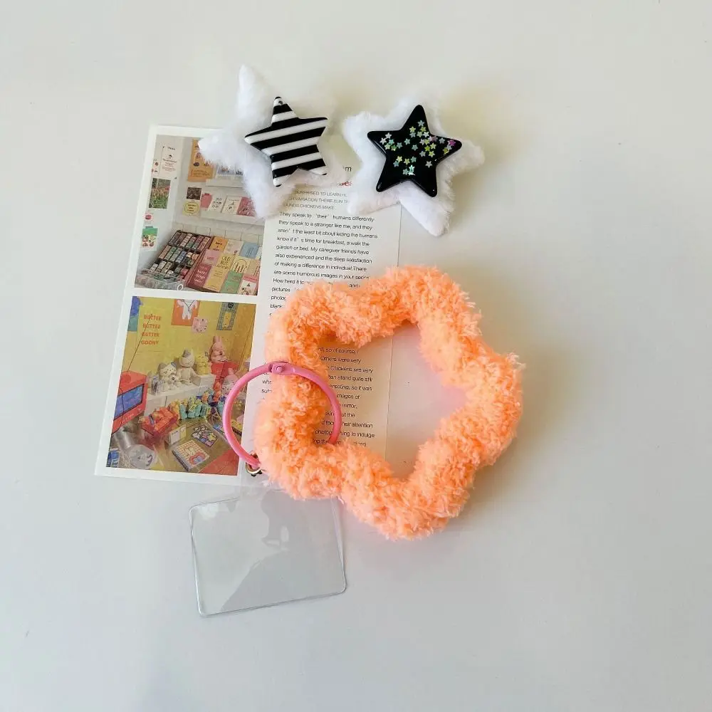 Korean Cute 3D Fur Star Hanging Ring For Phone Soft Fuzzy Plush Strap Winter Anti-Lost Bracelet Keychain Gift