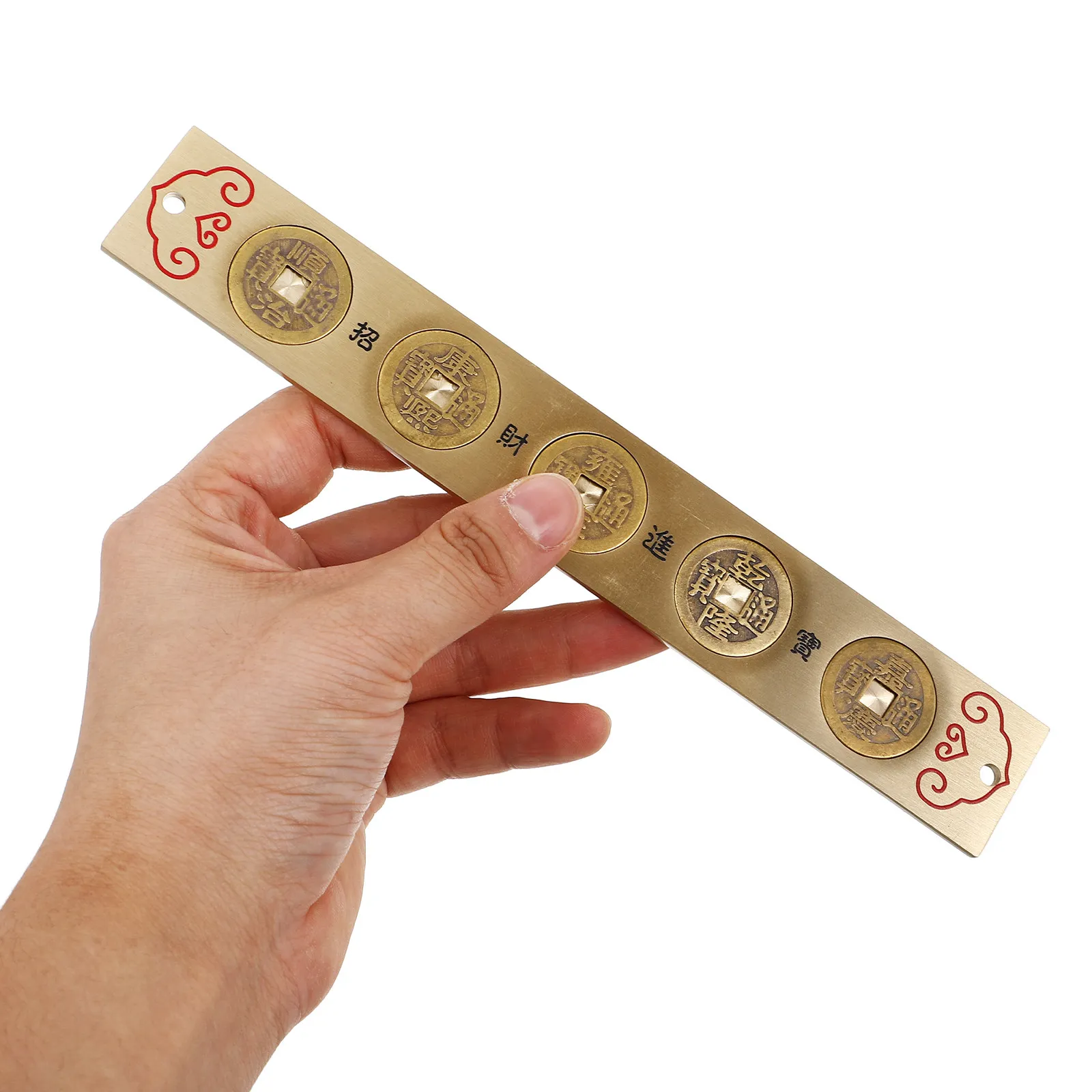 Exquisite Brass Ruler Emperor Coins Pattern Multi-Function Straight Measuring Tool for Coin Measurement Painting Craft