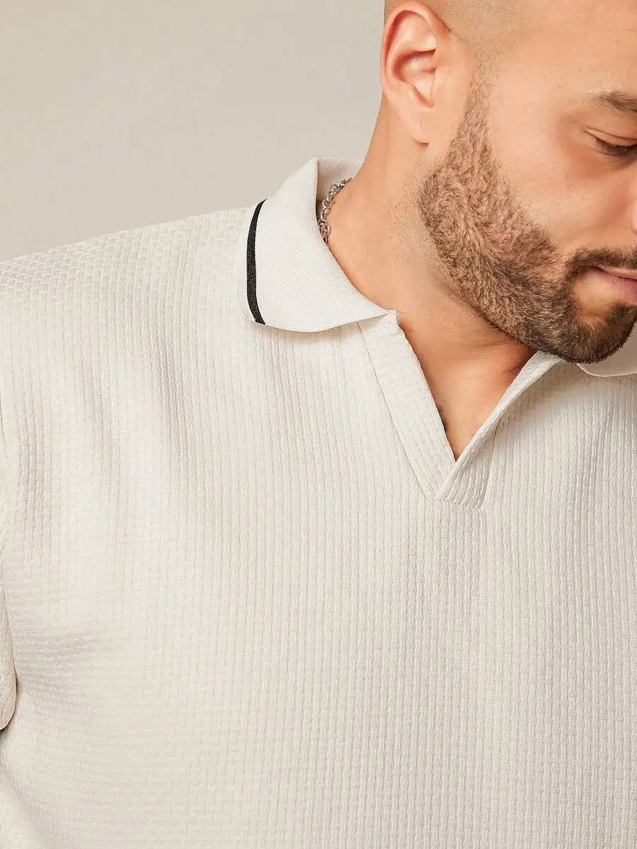 Mens Plus Size Casual Knitted Shirt, Breathable Summer Wear, Vacation & Fathers Day Gift