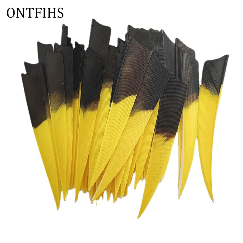 36Pcs Right/Left Wing 4Inch Shield Cut Arrows Fletches Color Gradient Natural Turkey Feather Archery DIY Parts