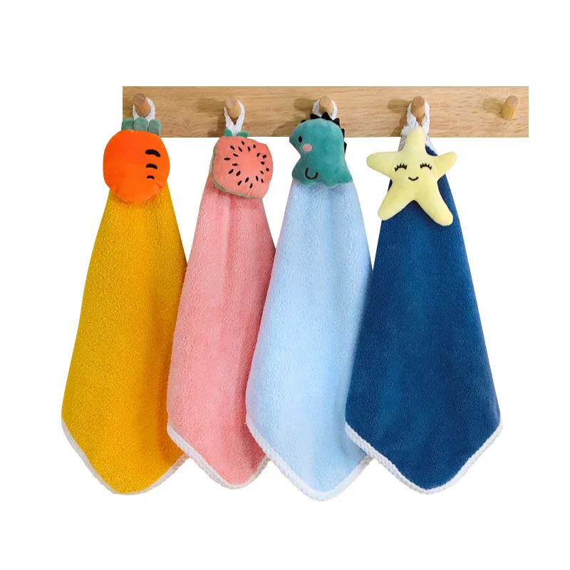 

Детский носовой платок с милым мультяшным рисунком, утолщенное полотенце для мытья рук, водопоглощающее, подвесное полотенце для рук, квадратное полотенце