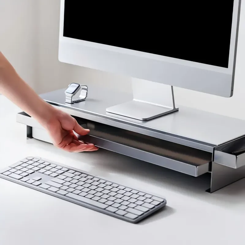 Modular Magnetic Metal Monitor Stand Standing Plate, Storage Drawer for Storing Pens, Cable Manager, Simple Desk Home Office