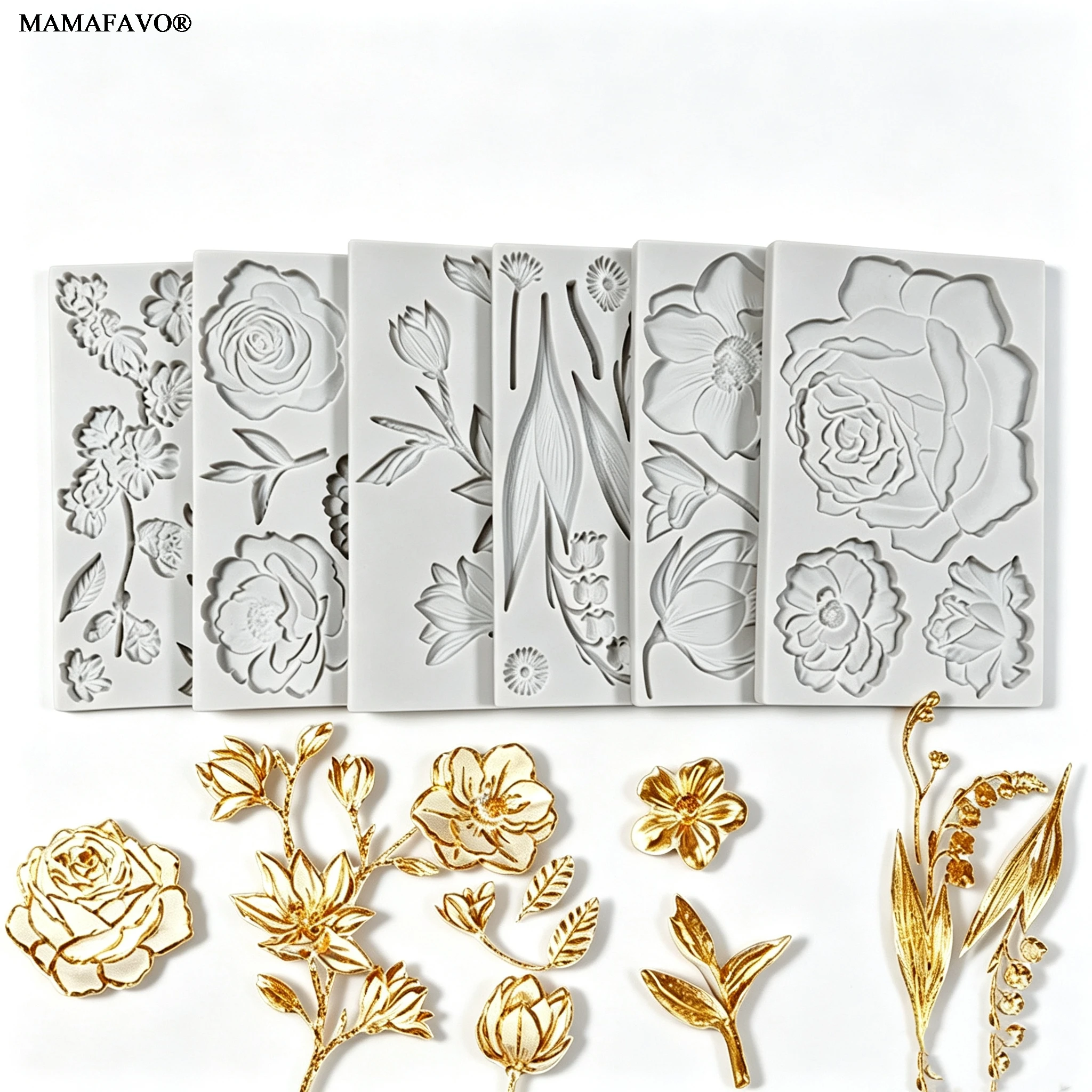 12 Styles 3D Flower Silicone Cake Mold Resin Peony Daisy Lotus Fondant Candy Chocolate Mould Baking Tools Decoration Accessories