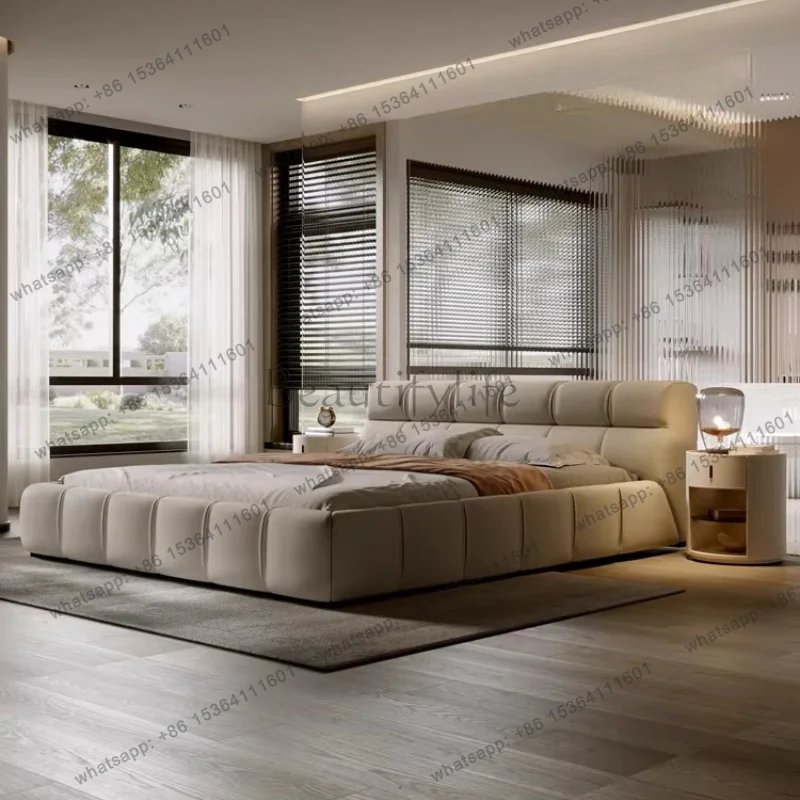 FG king size genuine leather bed 2 people 180x200cm camas de dormitorio full size bed frame letto matrimoniale bedroom furniture