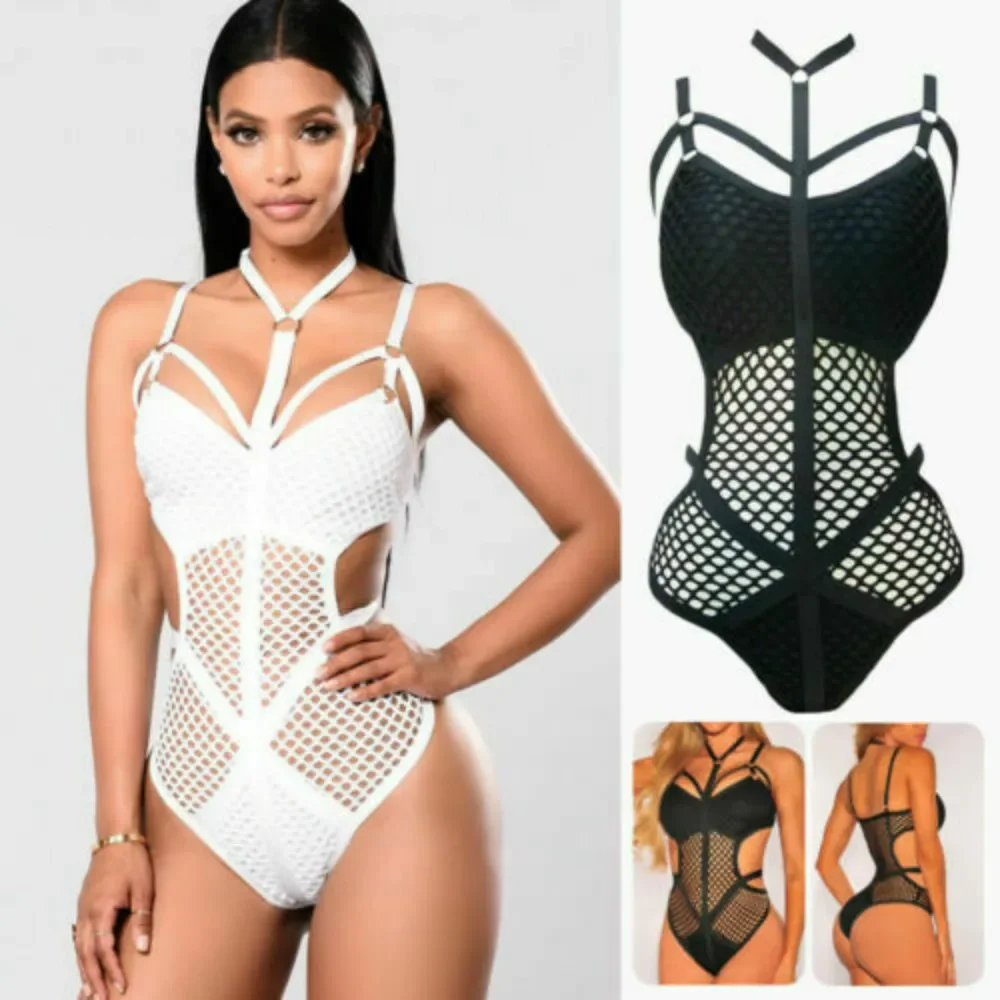

Ladies Mesh One Piece Bikini Fishnet Thong Bodysuit Swimsuit Swimsuit Bodysuit