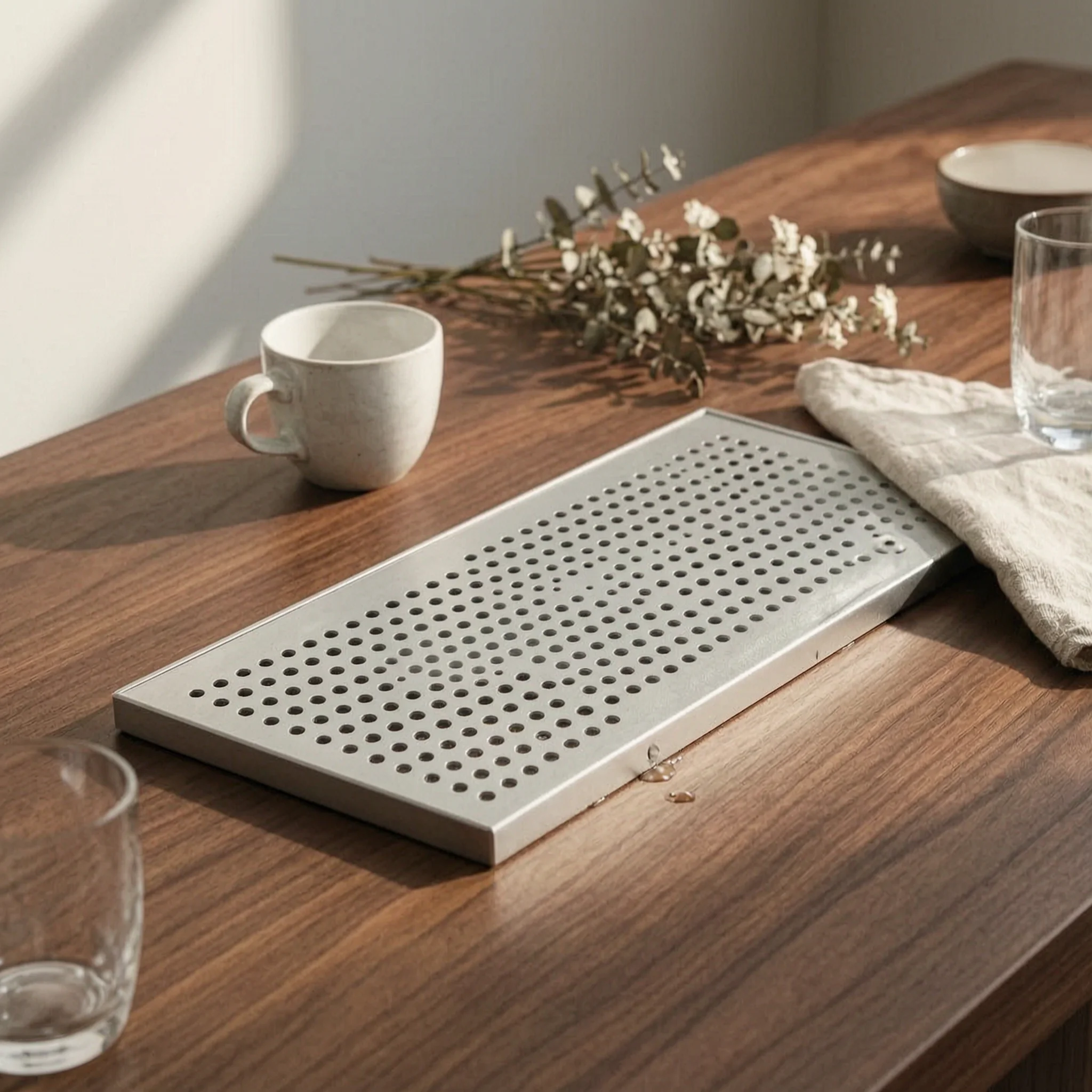 Bar Spill Catcher Tray Stainless Steel Spill Catcher Tray with Perforated Panel Rectangular Rust-Resistant for Bartenders