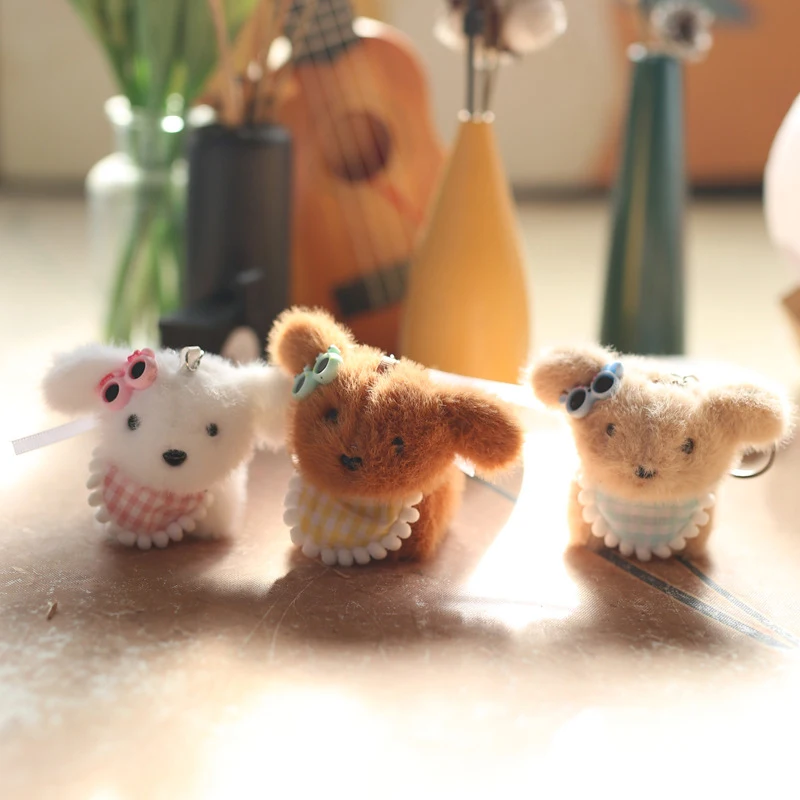 魅力的なぬいぐるみ犬人形、サングラスとスカーフ付き子犬ぬいぐるみ、バッグペンダント、キーホルダー、ギフト用の装飾品