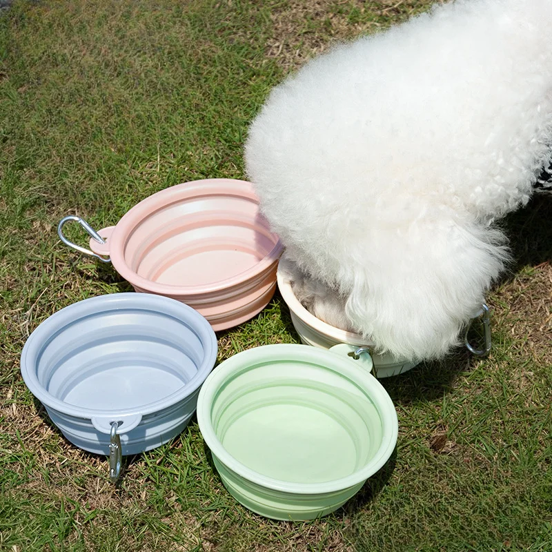 350/650ml Dog Bowl Multipurpose Collapsible Silicone Feeder Dish Bowl Portable Large Capacity Puppy Water Food Container Travel