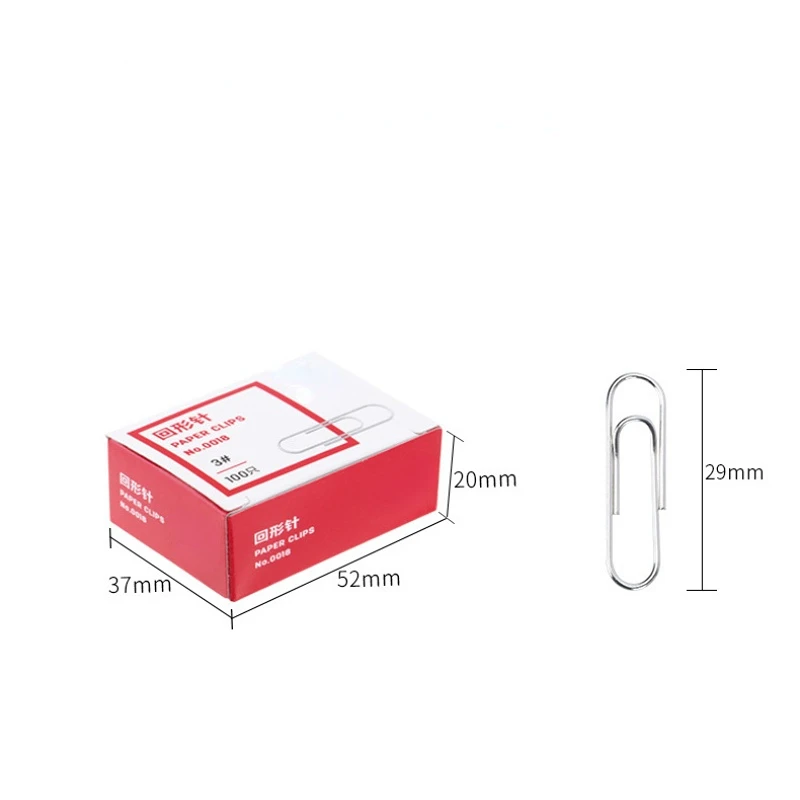 100pcs/box Metal Paperclips Paper Notebooks Pages Clips ID Tag Chest Clip Students Stationery Paperclips Bookmark