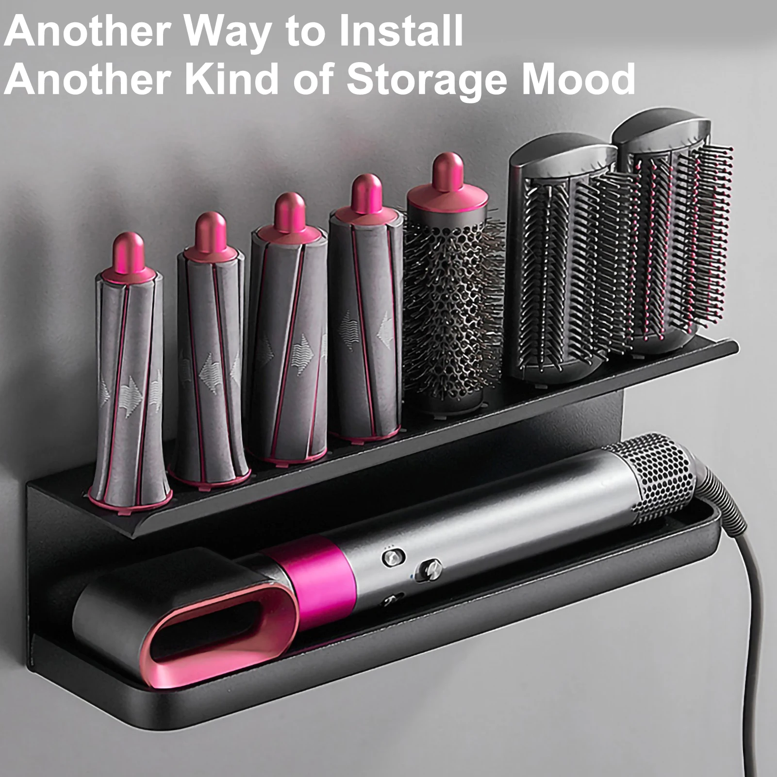 Home Curling Iron 8-head Bracket Curling Iron Wall Mounted Bathroom Storage Rack Hair Dryer Holder Bathroom Shelf Organizer