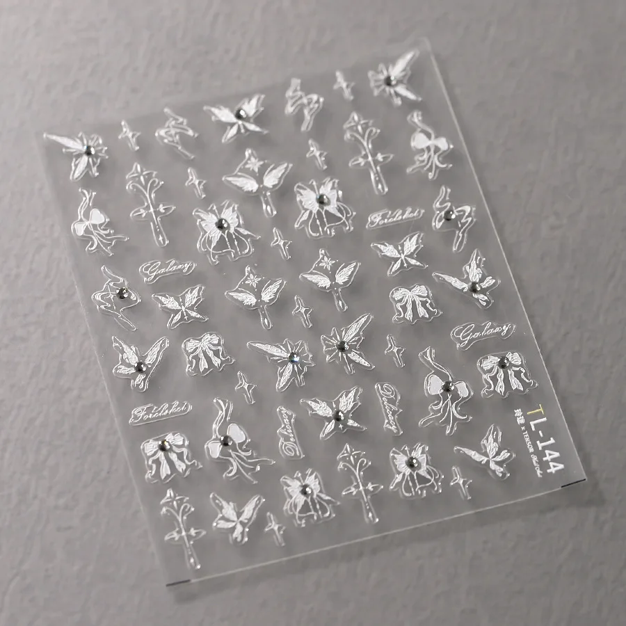 1pcs 5D Rhinestones ผีเสื้อสติกเกอร์เล็บ Kawaii AB เงาผีเสื้อกาวตกแต่งเล็บรูปลอกออกแบบเล็บเครื่องมือ