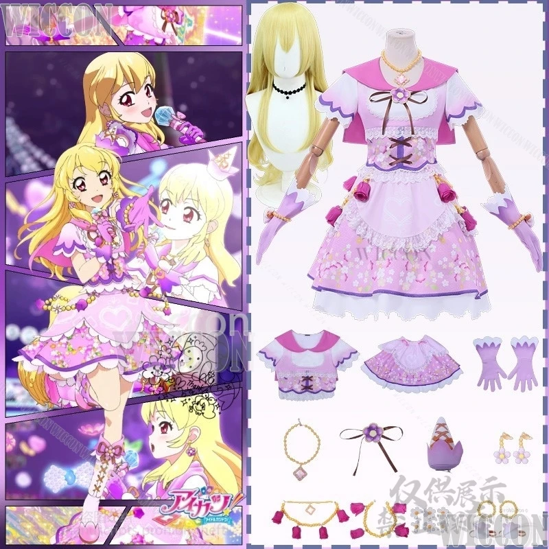 

Aikatsu Cosplay Hoshimiya Ichigo Anime Clothes Idol Pink Purple Dress Flower Lolita Girl Japanese Kawaii Carnival Cos Customized