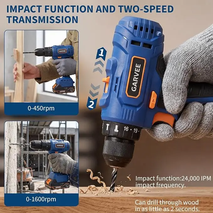 20V Brushless Hammer Drill, 1/2 in Cordless Drill, 2-Speed, 60 N·m