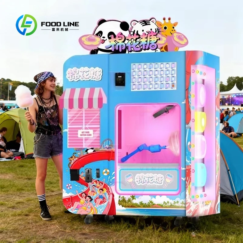 Cotton Candy Vending Machine Commercial Fully Automatic Customized Candy Floss Maker Custom Machine for Carnival Party Mall