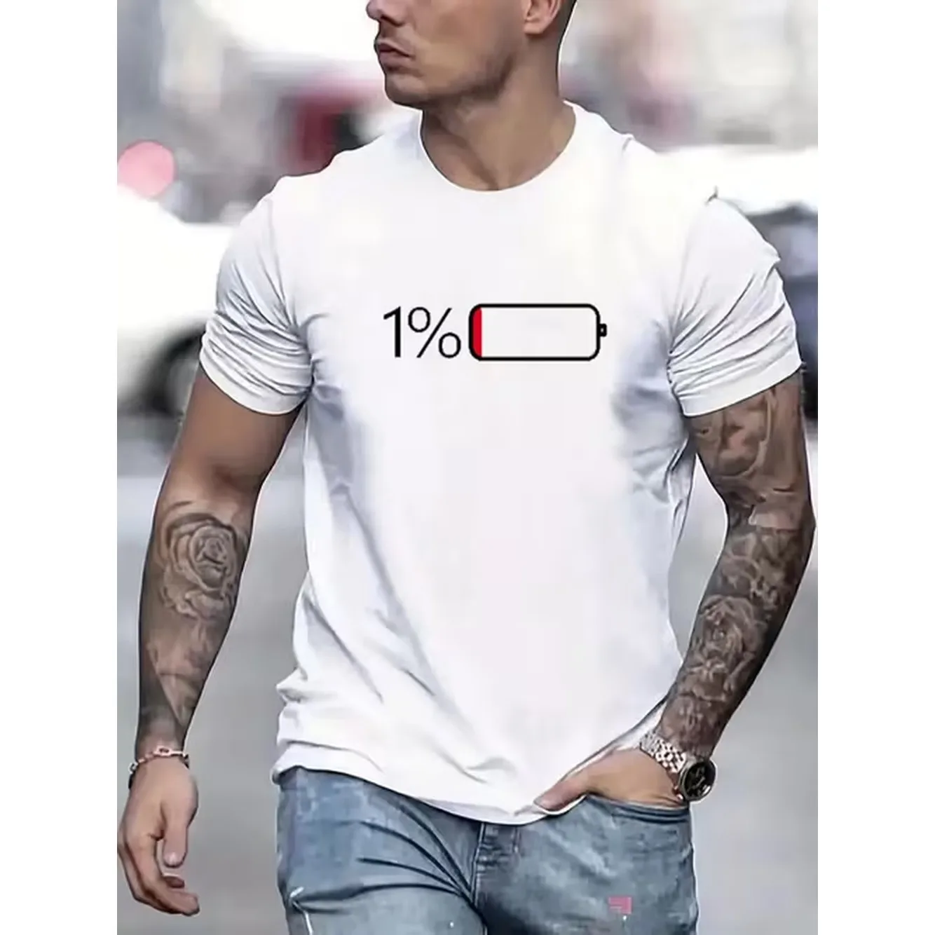 Mens Tshirt Comfortable Crew Neck Casual Cotton Soft Breathable Top Menswear Tshirt Streetwear Cotton Fabric Trendy Letter Print