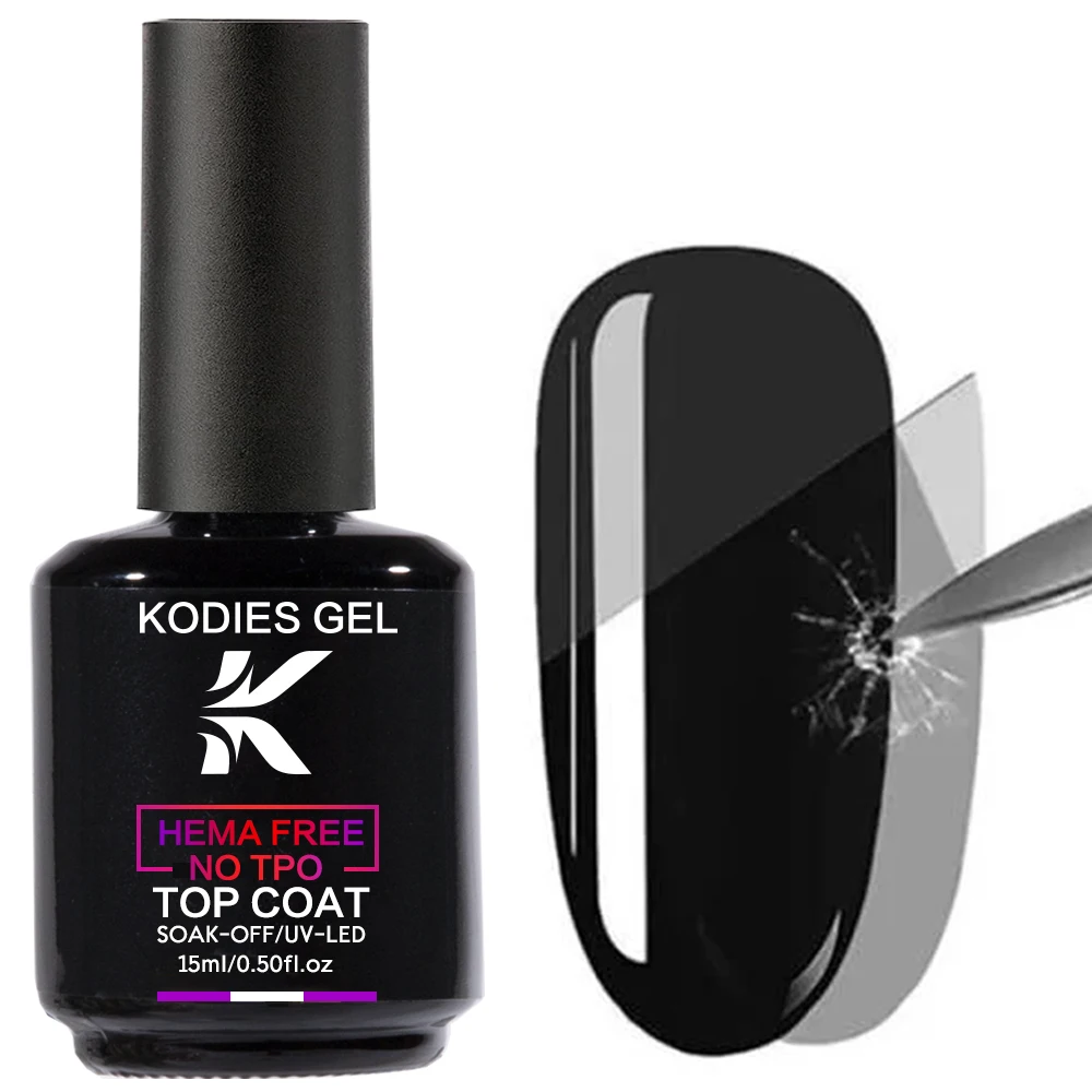 KODIES GEL TPO Free Top Coat UV Gel Nail Polish HEMA Free Super Bright Long-Lasting Gel Nail Polish Semipermanent Upgrade Finish