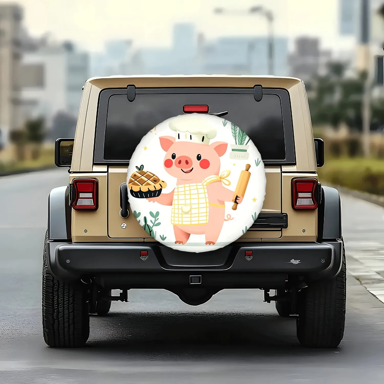 Pig Chef Baking Tire Cover Polyester Waterproof Spare Wheel Protector for SUV
