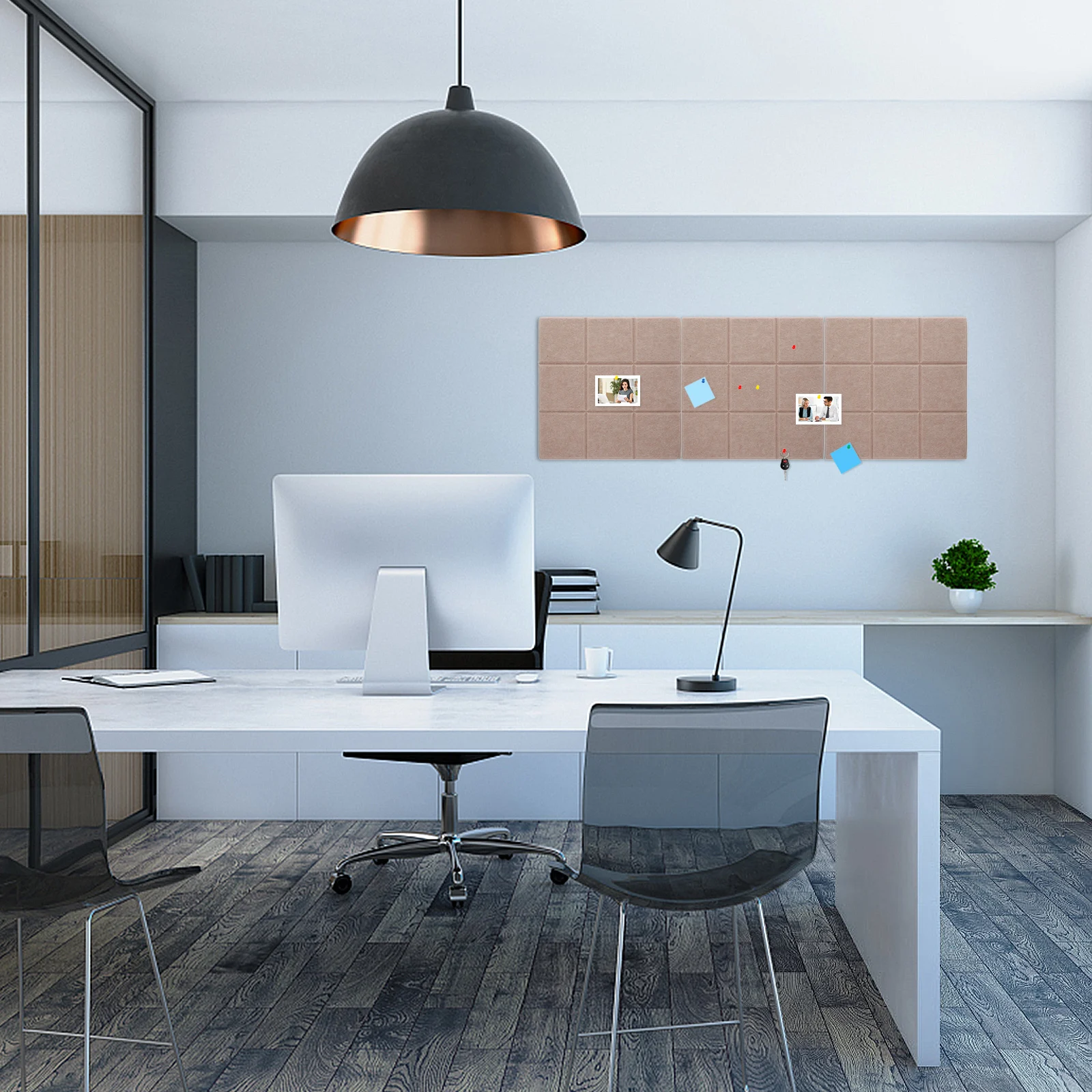 

6 Pcs Bulletin Board Wall Sticker Self Adhesive Felt Tiles for Office Home Decor Photo Display Memo Pin Boards