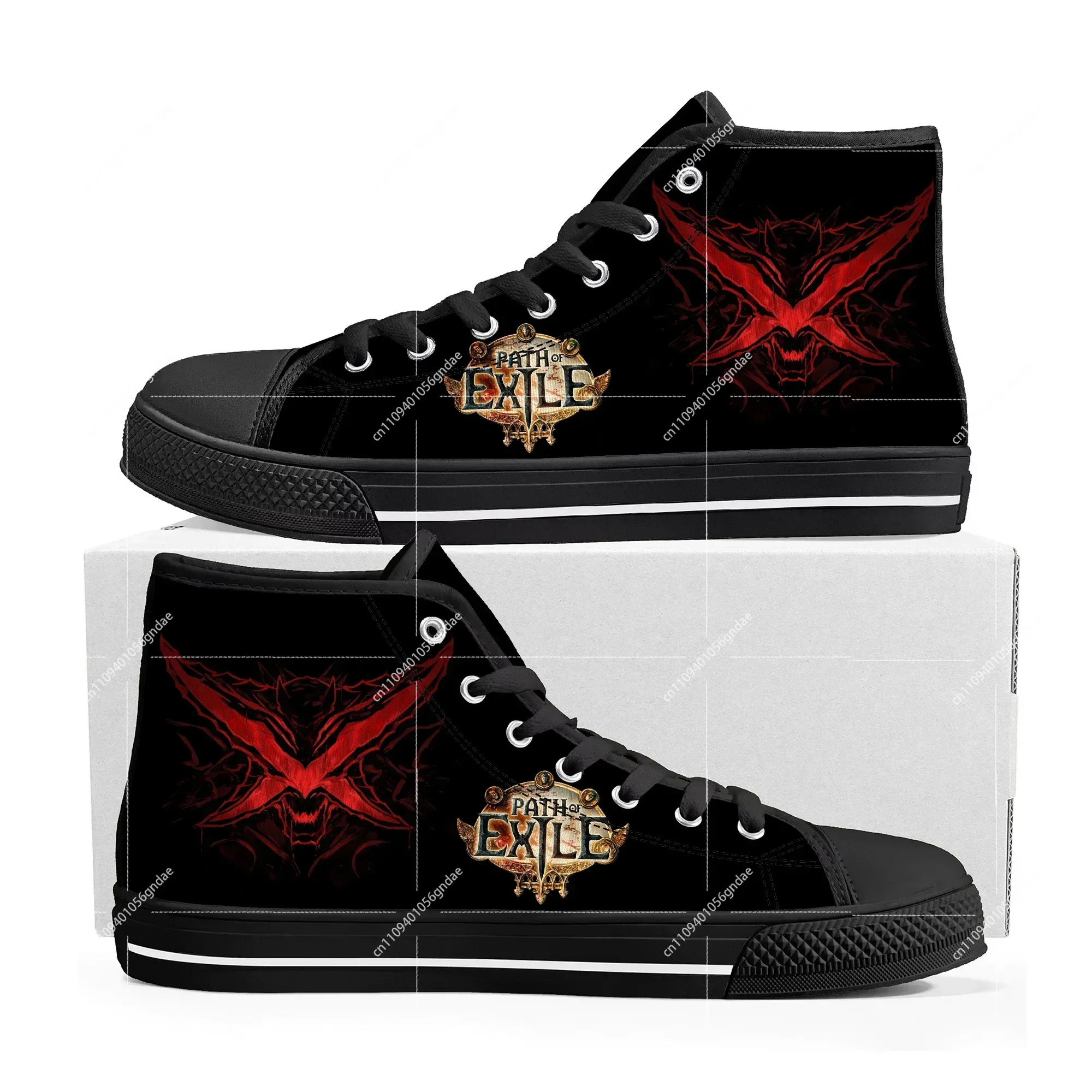 

Path of Exile High Top Sneakers Cartoon Game Mens Womens Teenager Fashion High Quality Canvas Sneaker Custom Built Couple Shoes