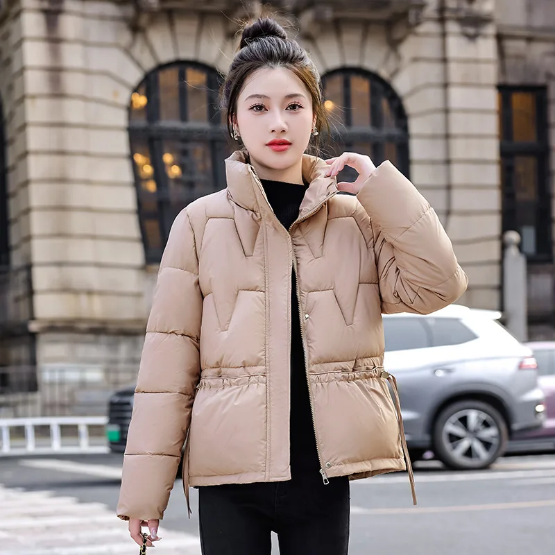 New Women Down Cotton Coat Winter Jacket Female Short Parkas Thick Warm Cotton Padded Jacket Standing Collar Female Outerwear