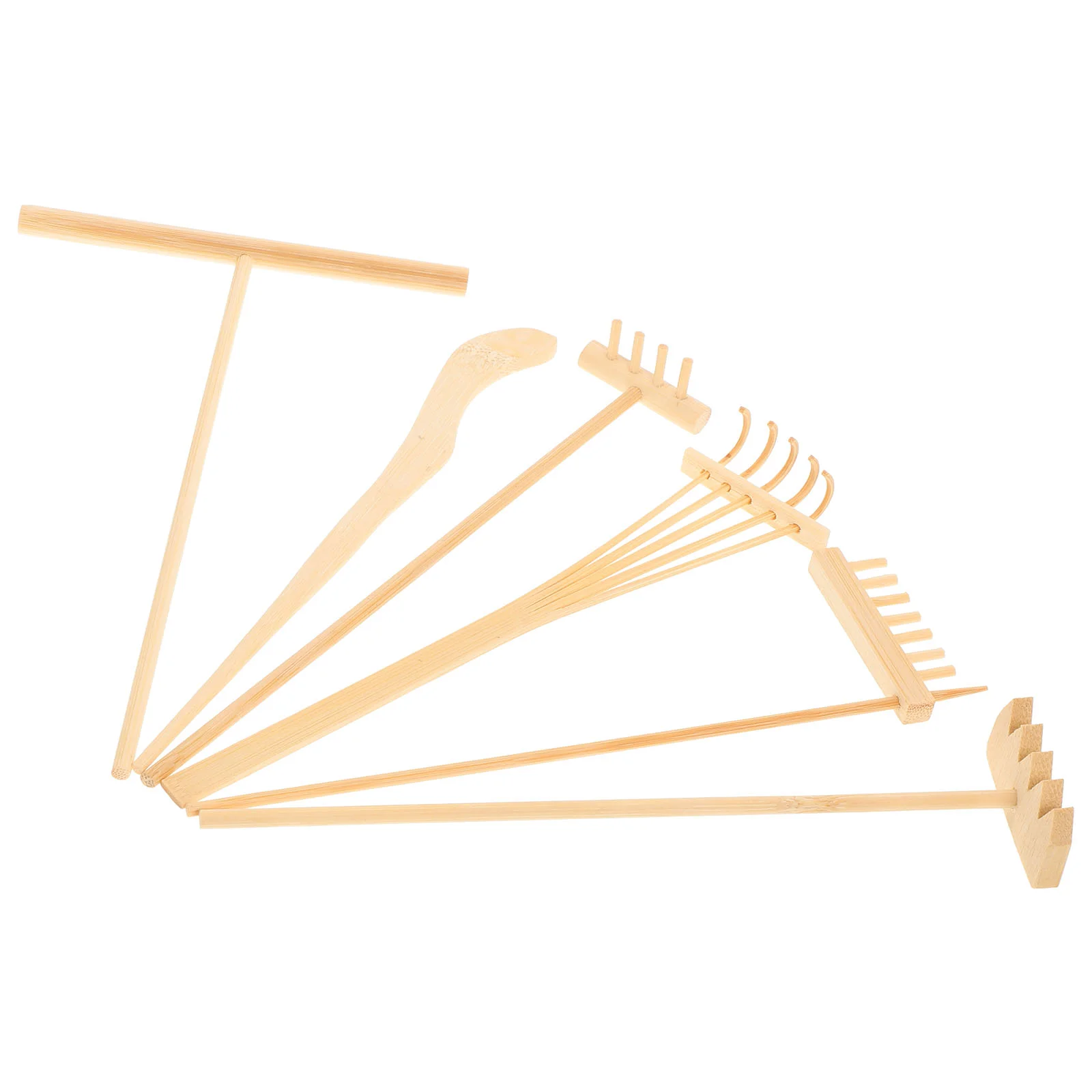 

1 Set/6 Pcs Bamboo Rake Gardening Bonsai Potted Tool Mini Tea Set Rake Sand Push Drawing Pen Set Desktop Ornament Accessories