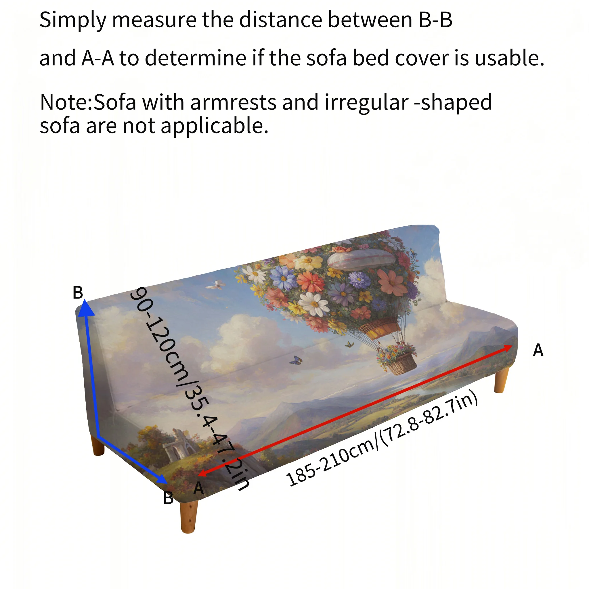 Flowering hot air balloon elastic sofa cover, non-slip and scratch-proof furniture protective cover, easy installation