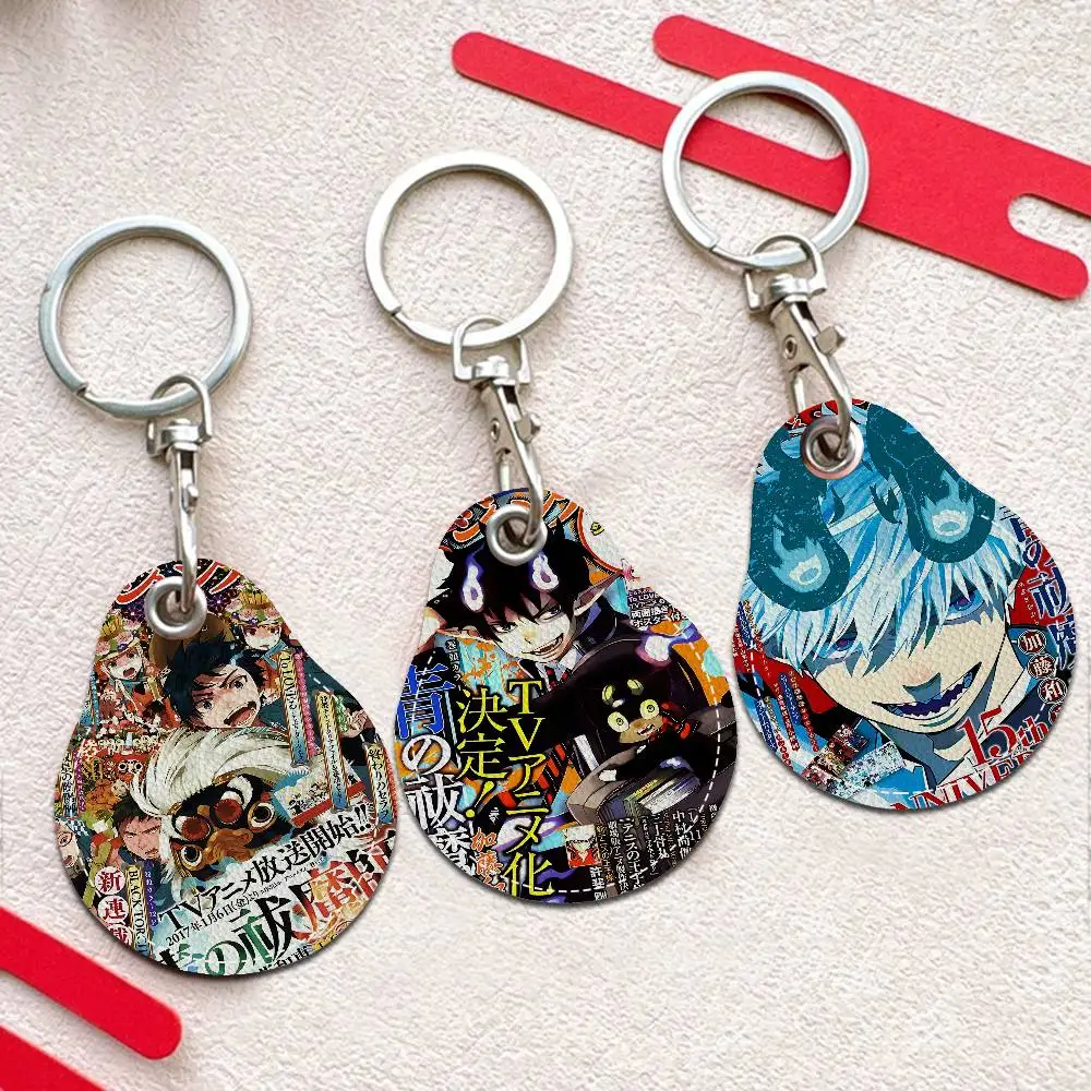 الأزرق طارد الأرواح الشريرة الكلاسيكية خمر 1 قطعة بو الجلود المفاتيح واقية قفل الباب التحكم في الوصول العلامات حافظة للبطاقات مفتاح العلامة الدائري #2